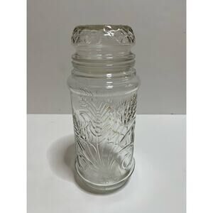 Anchor Hocking Planters Mr. Peanut Glass Jar w‎ Lid Wheat Pattern 1982
